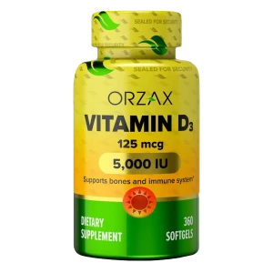 ORZAX, Vitamin D3 5000 МЕ, 360 капс (360 порций)