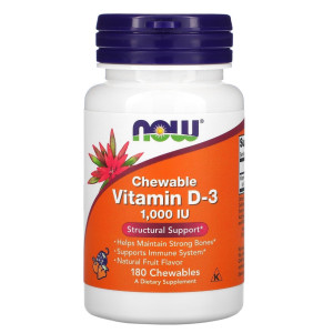 NOW, Chewable D3 1000 МЕ, 180 капс (180 порций)
